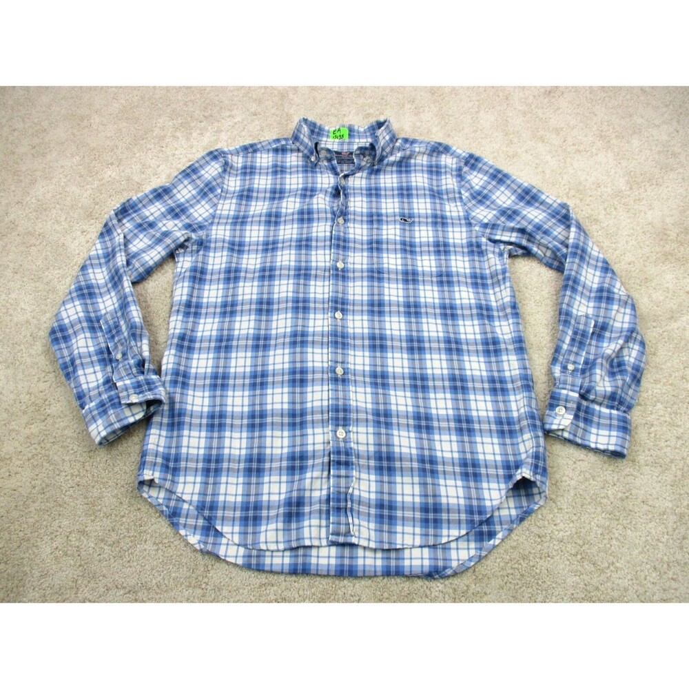 Vineyard Vines Shirt Men Small Blue White Whale Cotton Tucker Preppy Button Up